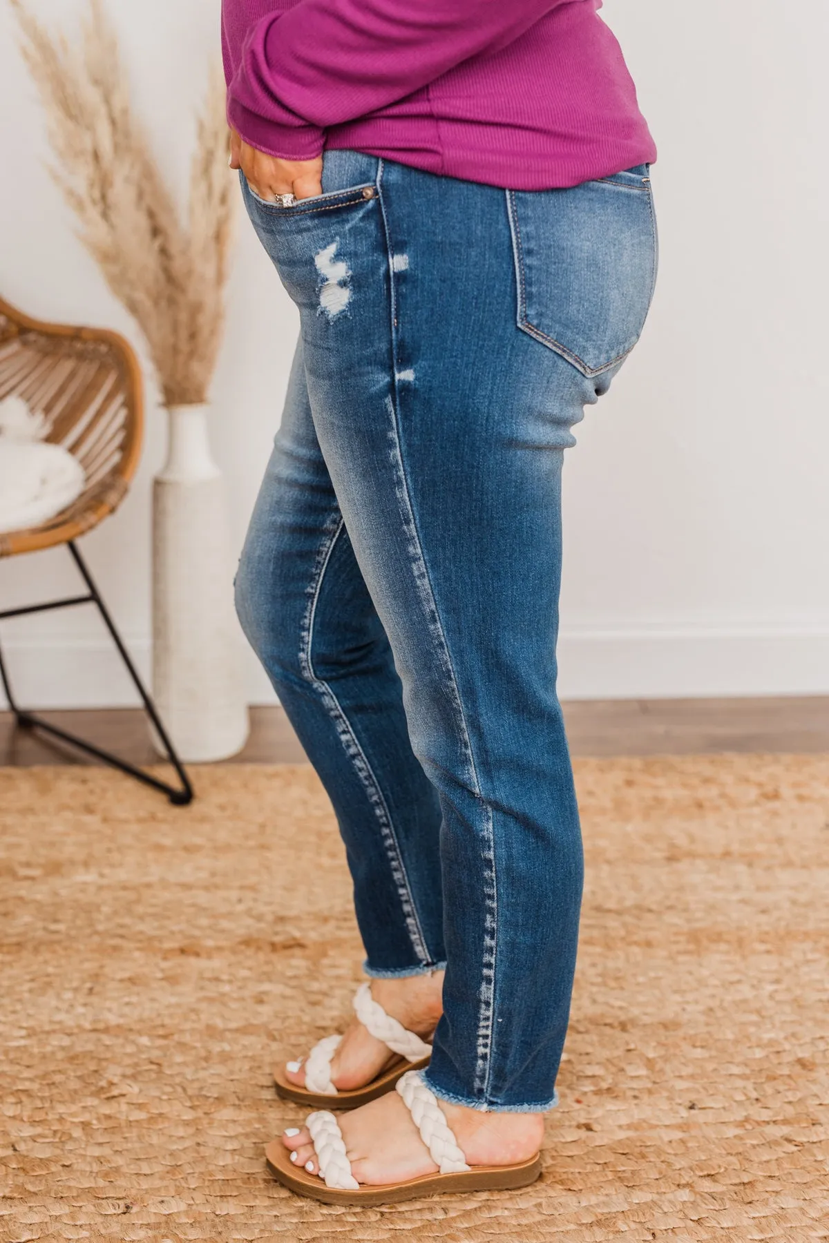 KanCan Raw Hem Skinny Jeans- Natalia Wash