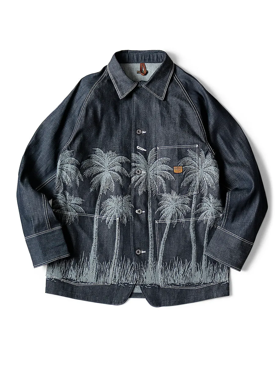 Kapital 12oz PALM TREE Jacquard Denim CACTUS Coverall - Indigo