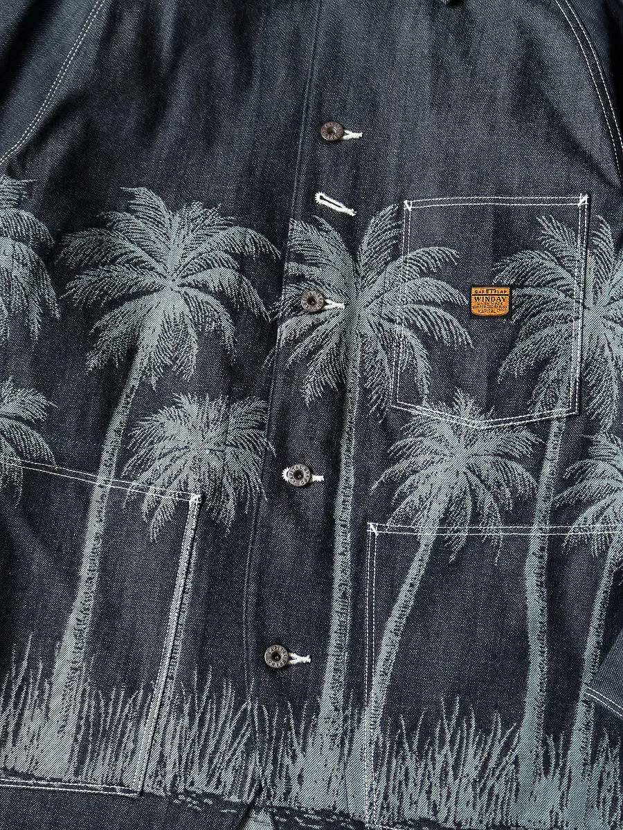 Kapital 12oz PALM TREE Jacquard Denim CACTUS Coverall - Indigo