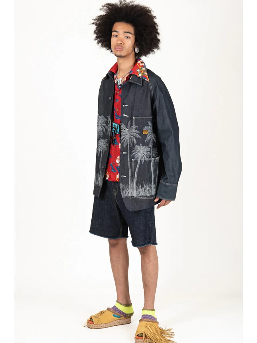 Kapital 12oz PALM TREE Jacquard Denim CACTUS Coverall - Indigo