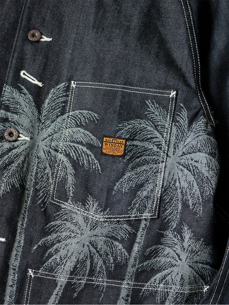 Kapital 12oz PALM TREE Jacquard Denim CACTUS Coverall - Indigo