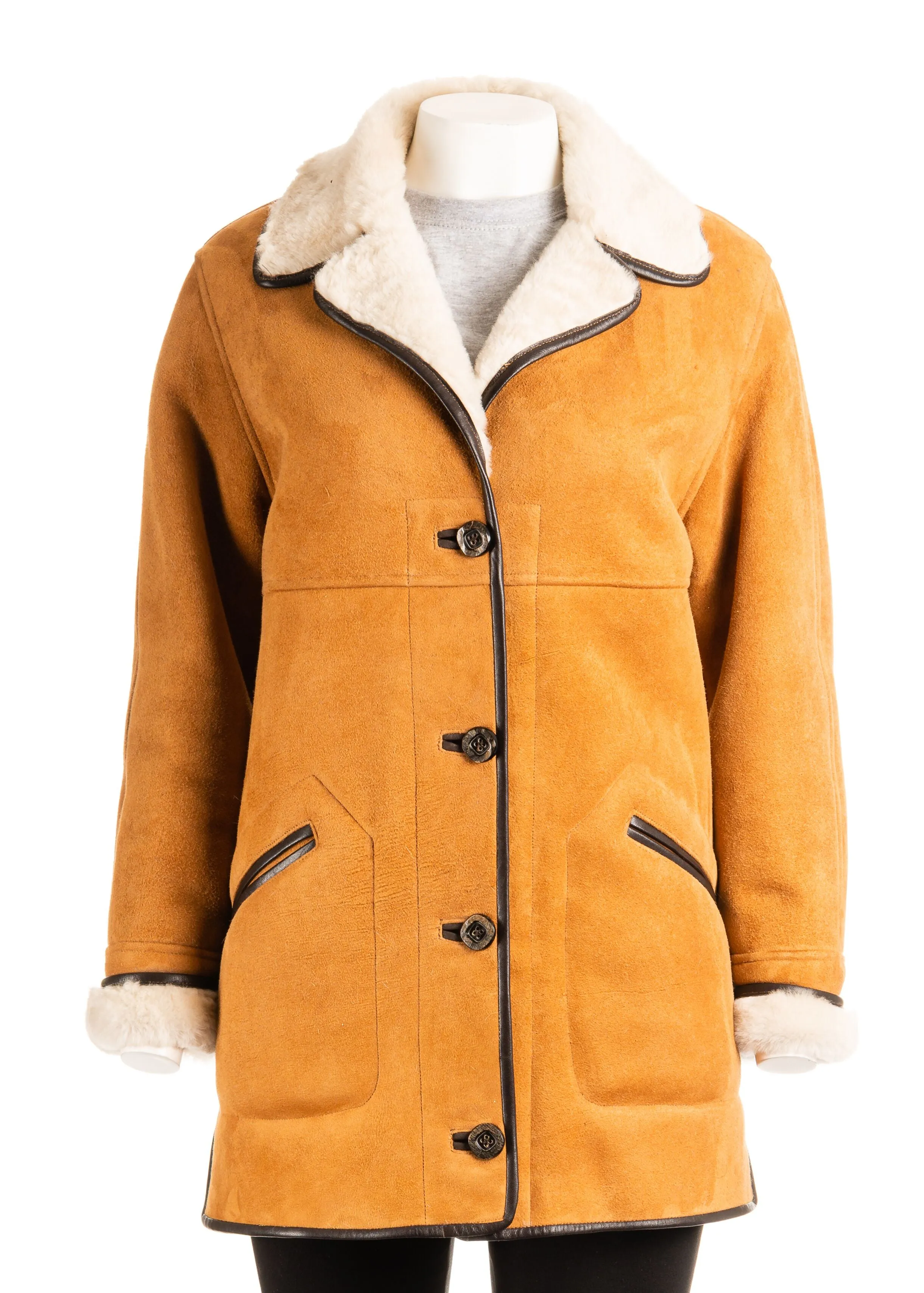 Ladies 3/4 Traditional Shearling Sheepskin Coat: Giorgia