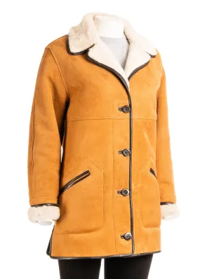 Ladies 3/4 Traditional Shearling Sheepskin Coat: Giorgia