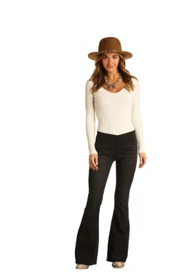 Ladies Panhandle Slim Black Flare Jeans