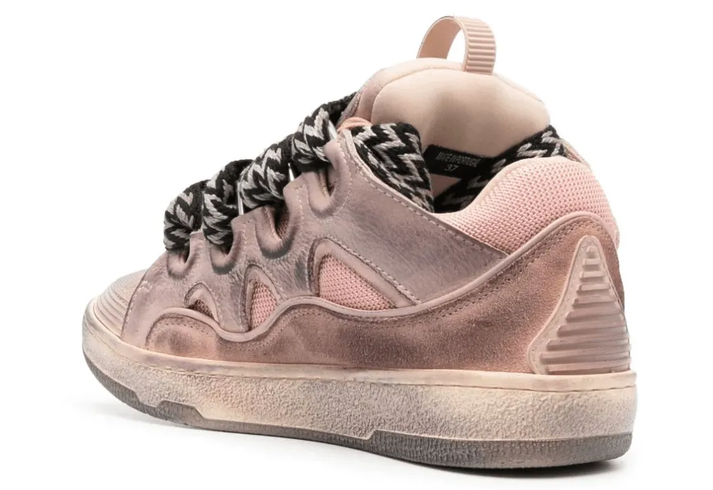 Lanvin Distressed Leather Curb Sneaker Pale Pink