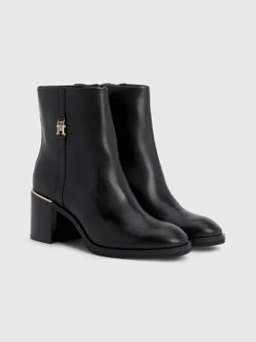 Leather Metal Hardware Mid Heel Boots | Boots | Tommy Hilfiger