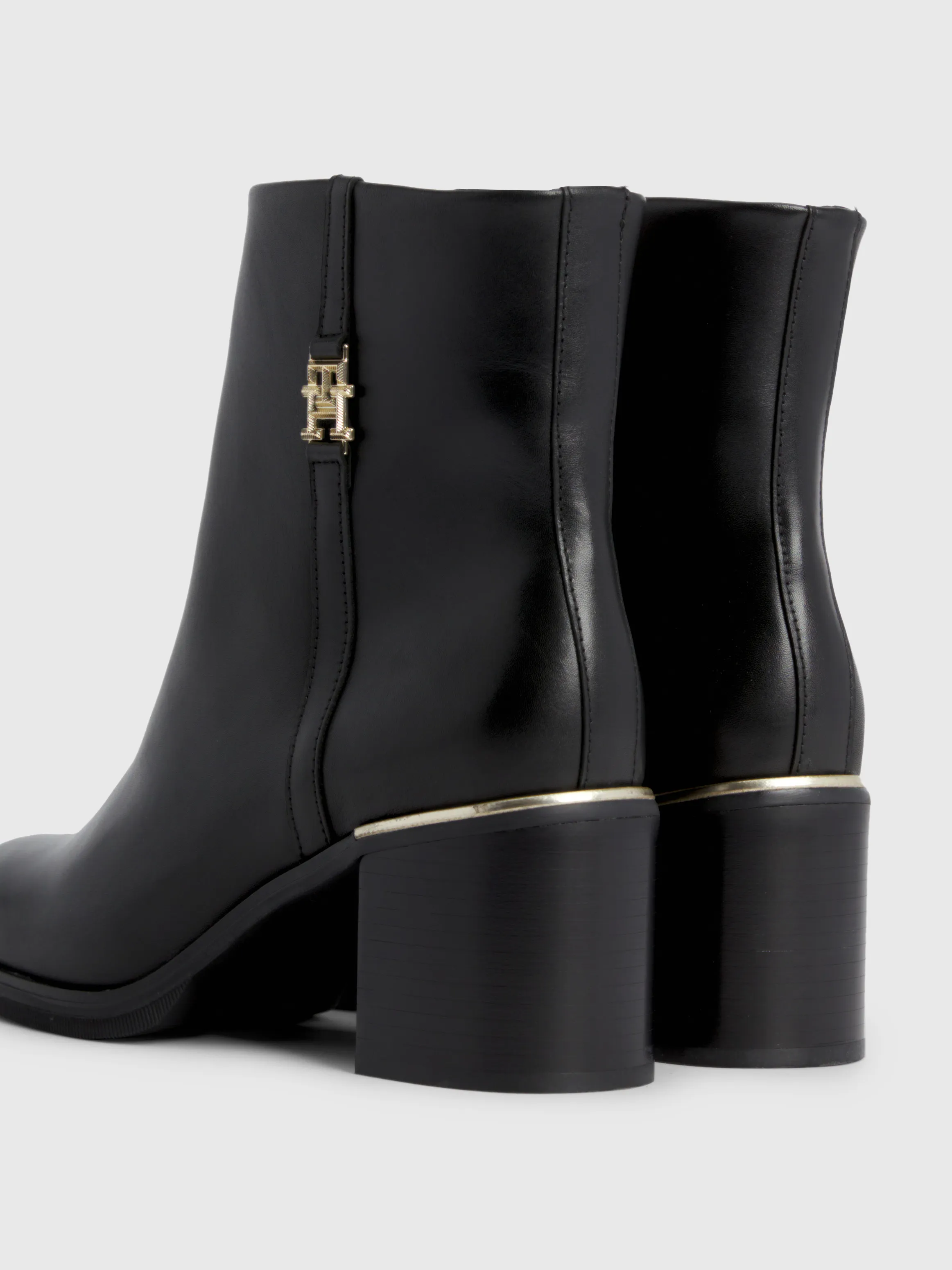 Leather Metal Hardware Mid Heel Boots | Boots | Tommy Hilfiger