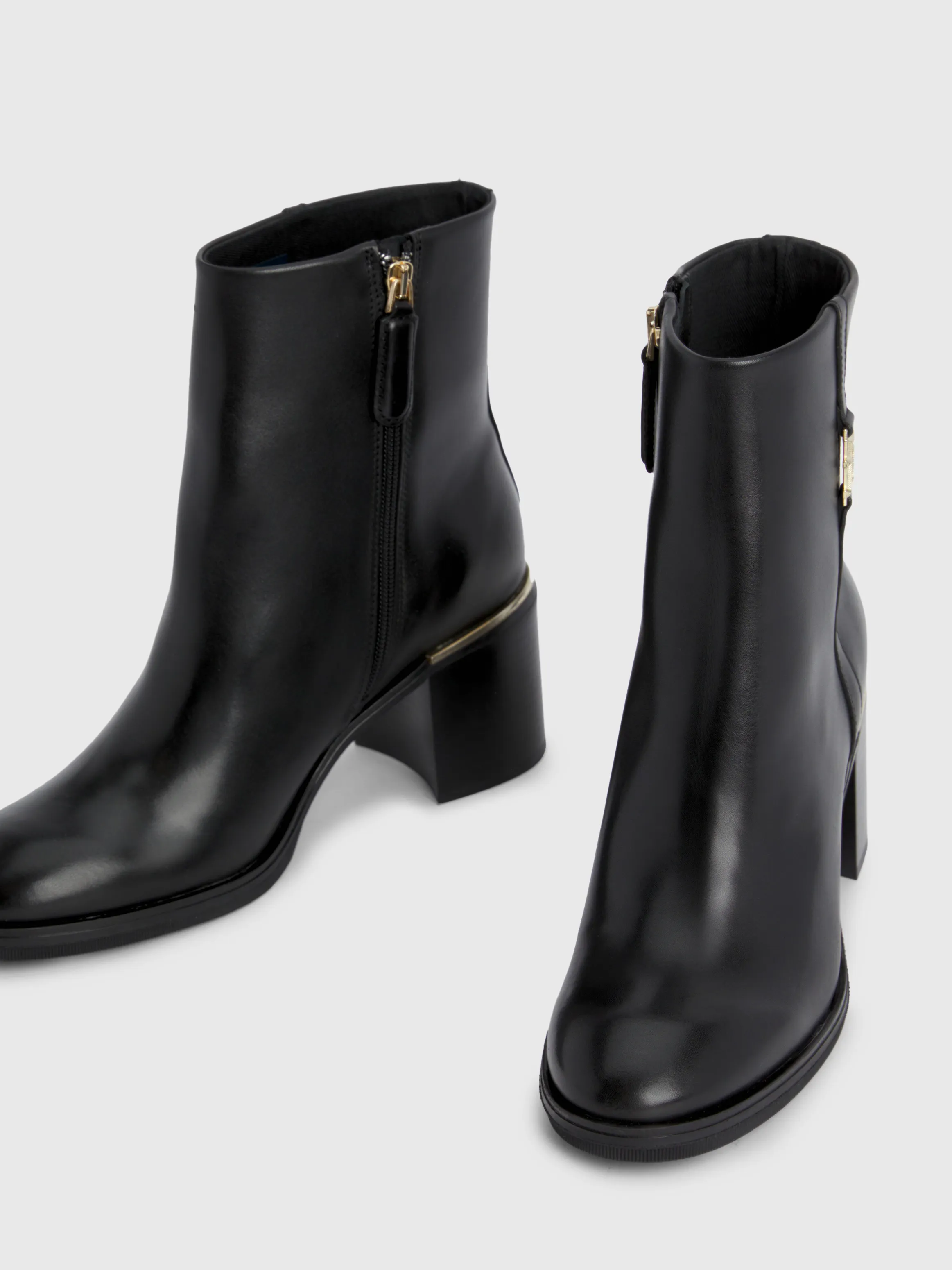 Leather Metal Hardware Mid Heel Boots | Boots | Tommy Hilfiger