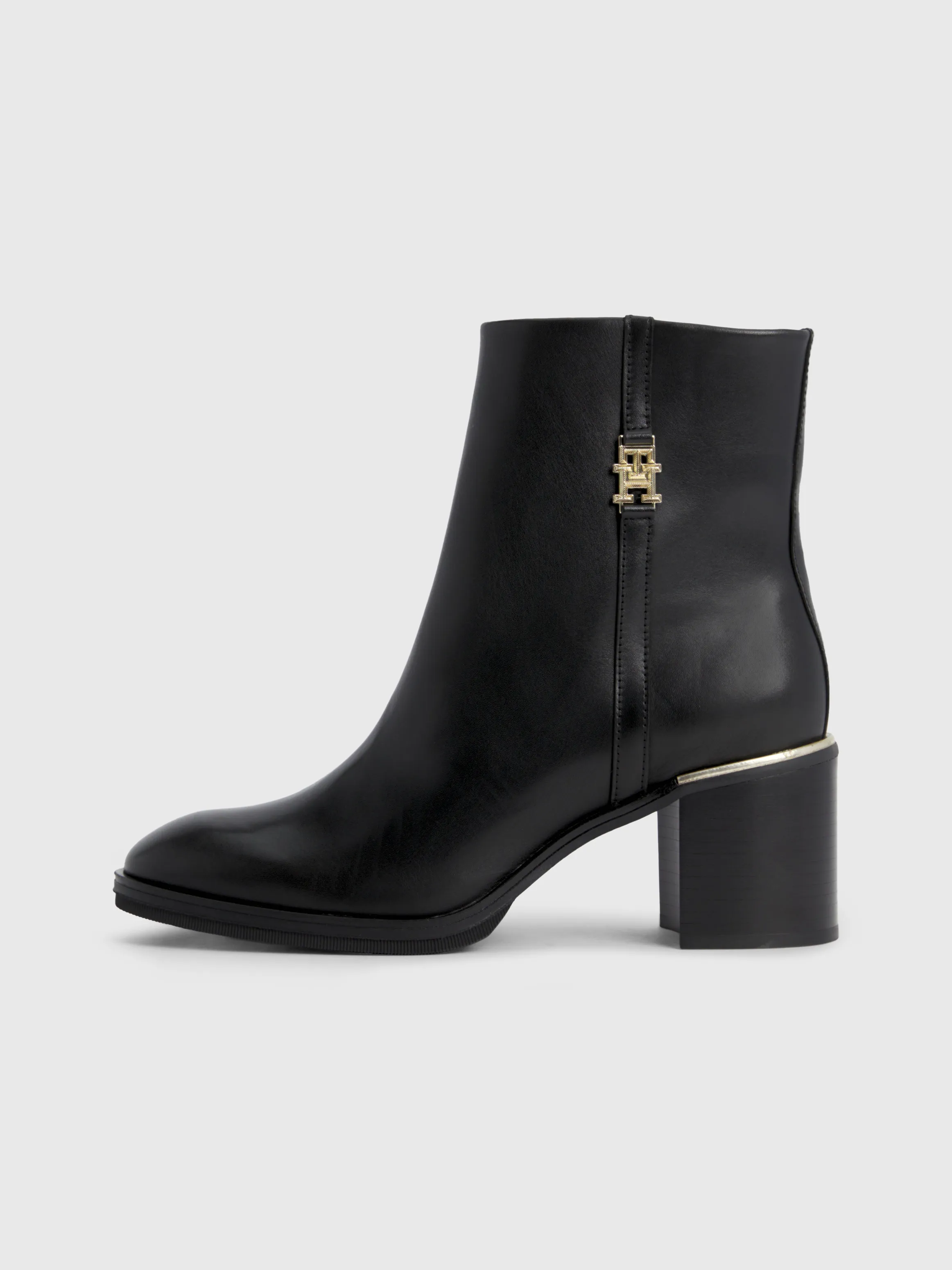 Leather Metal Hardware Mid Heel Boots | Boots | Tommy Hilfiger