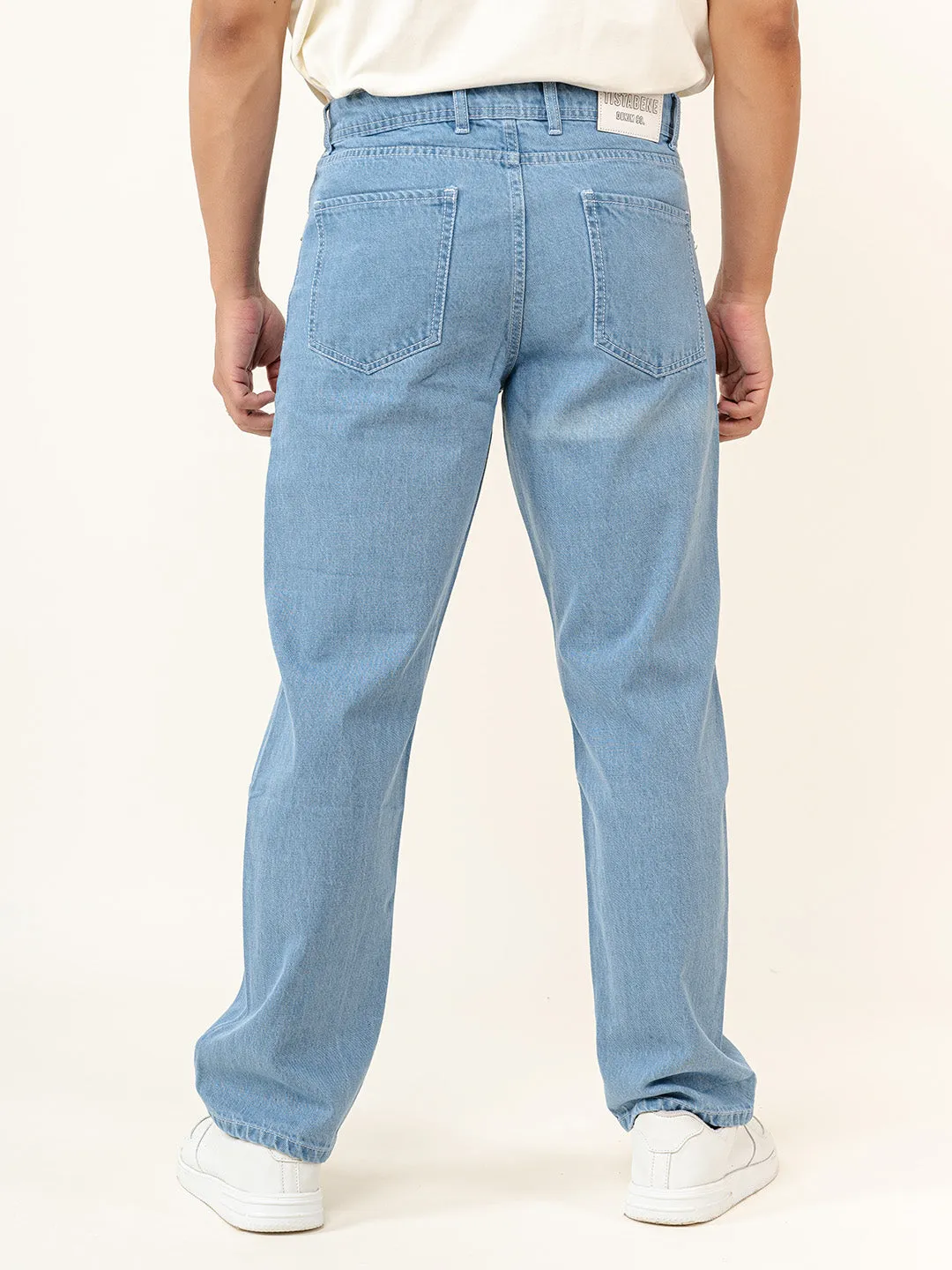 Light Blue Straight Fit Denim Jeans