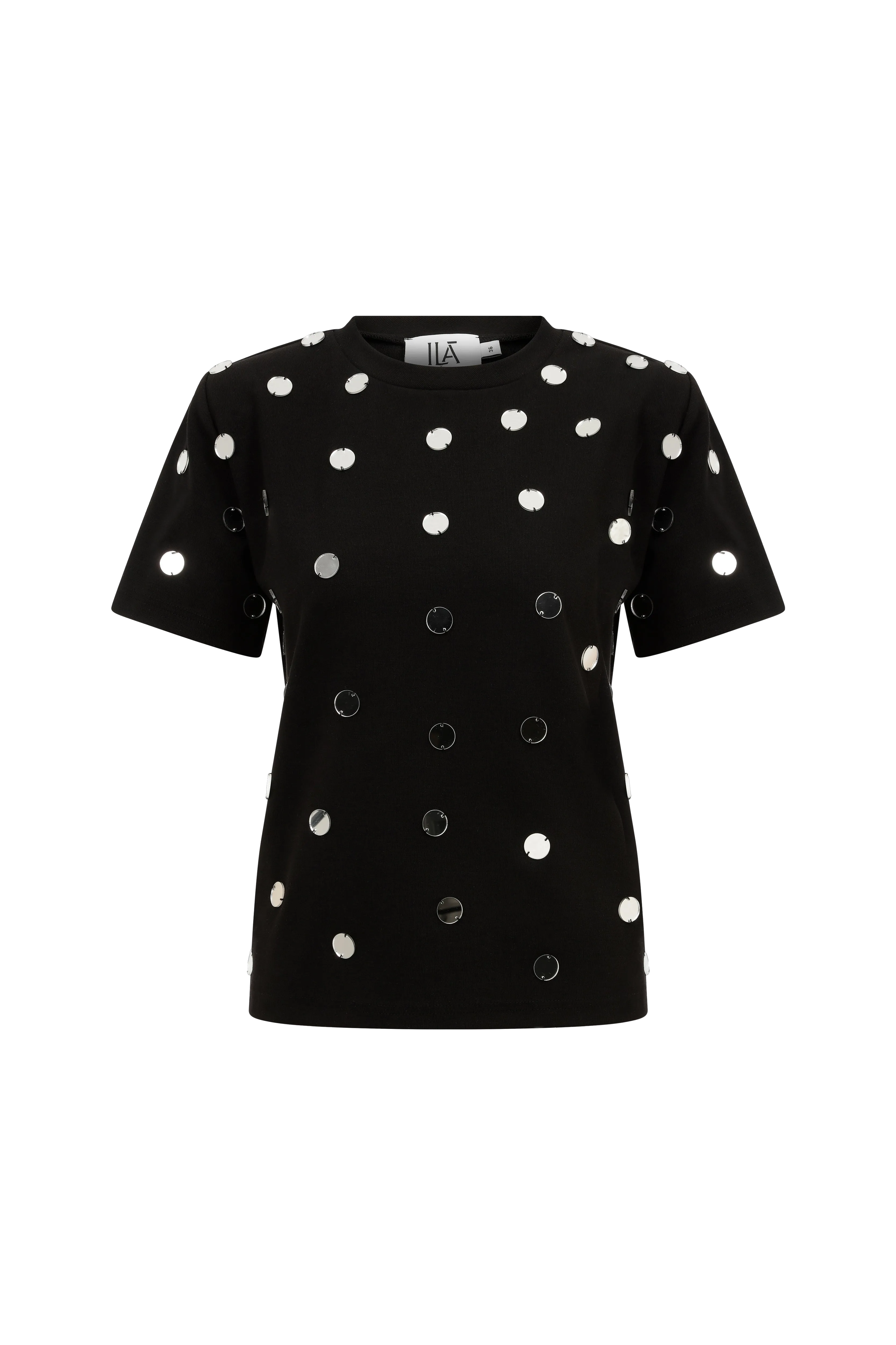 Miro - Handmade Mirror Detailed Tshirt With Shoulder Pads