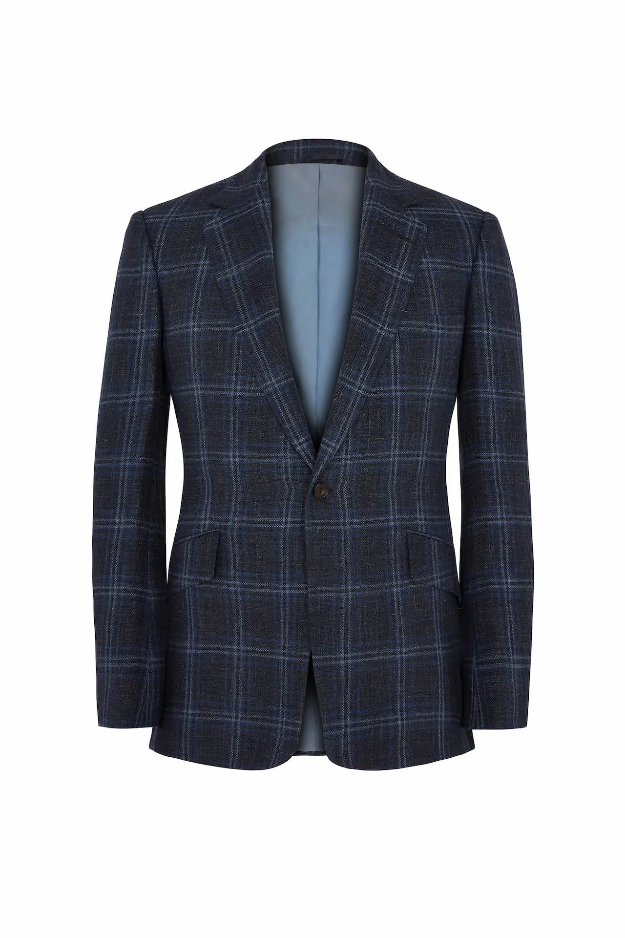 Navy Hopsack Wool Silk and Linen Sport Jacket