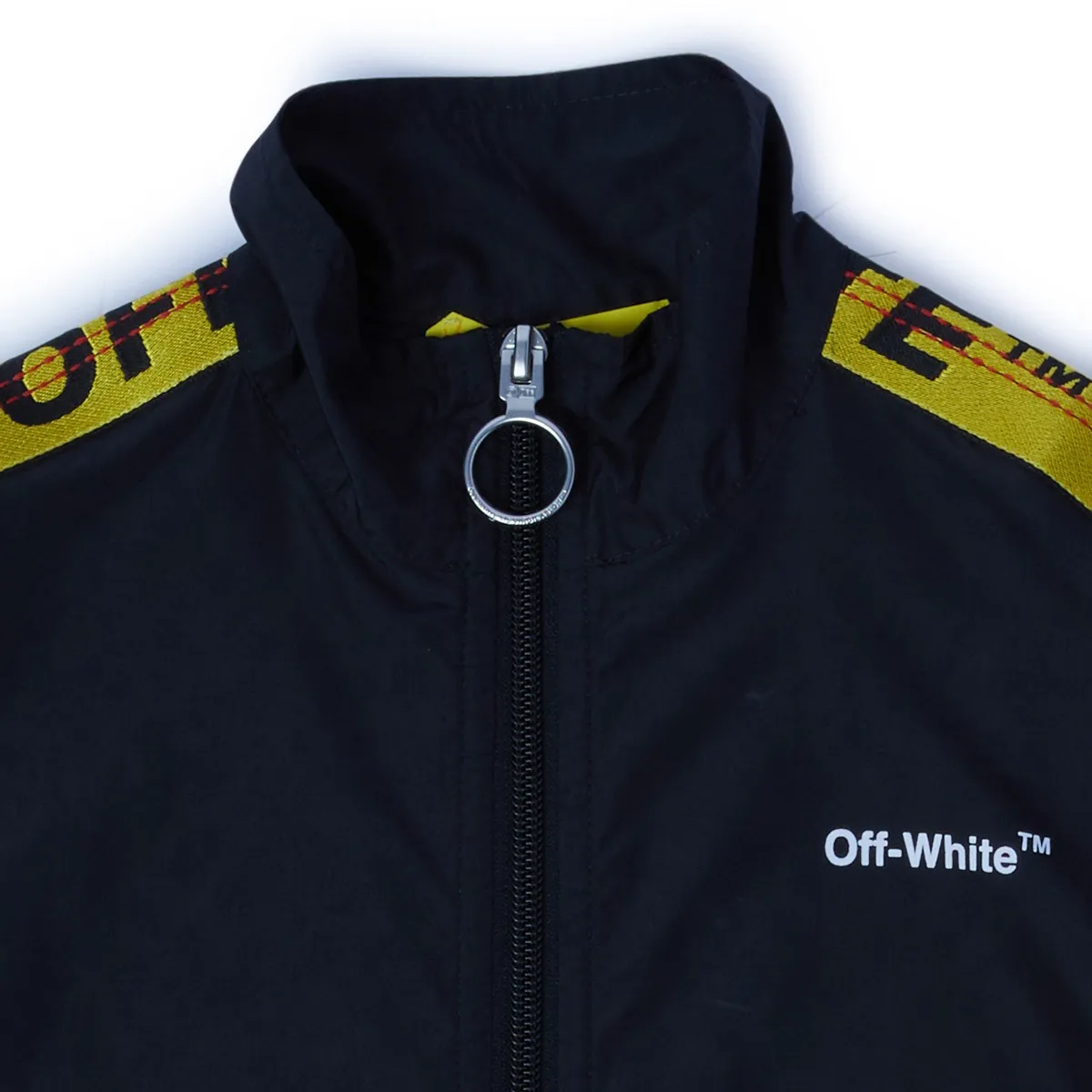 Off White Logo Industrial Track Jacket Black Yello