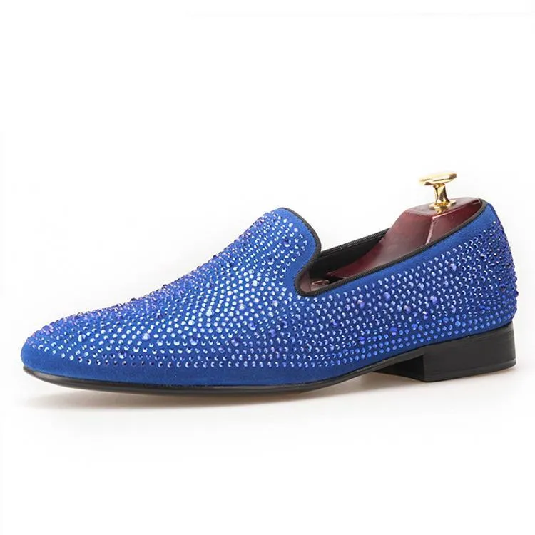 OneDrop Dress Shoes Full Rhinestone Handmade Men Wedding Prom Party Loafers