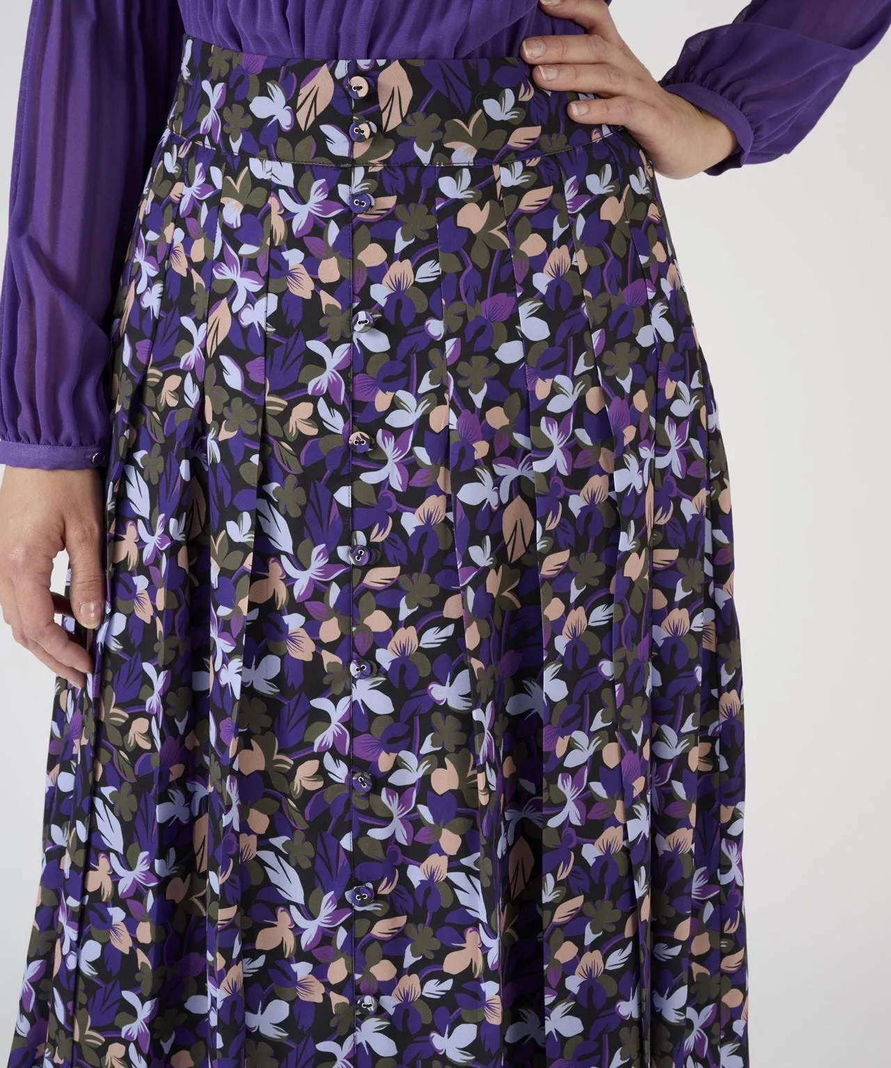 Paisley Print Pleated Skirt