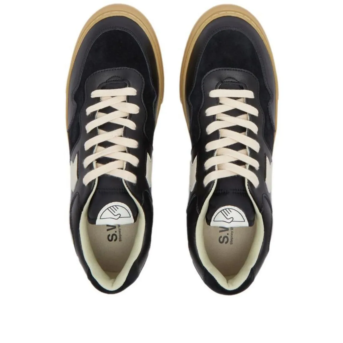 Pearl S Strike Leather Mix Sneaker - Black/Gum