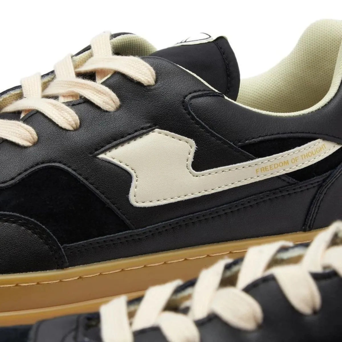 Pearl S Strike Leather Mix Sneaker - Black/Gum