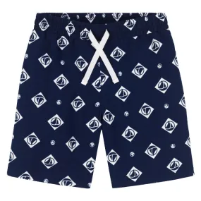 Petit Bateau Child Swim Shorts Navy Blue With Boat Logo Print