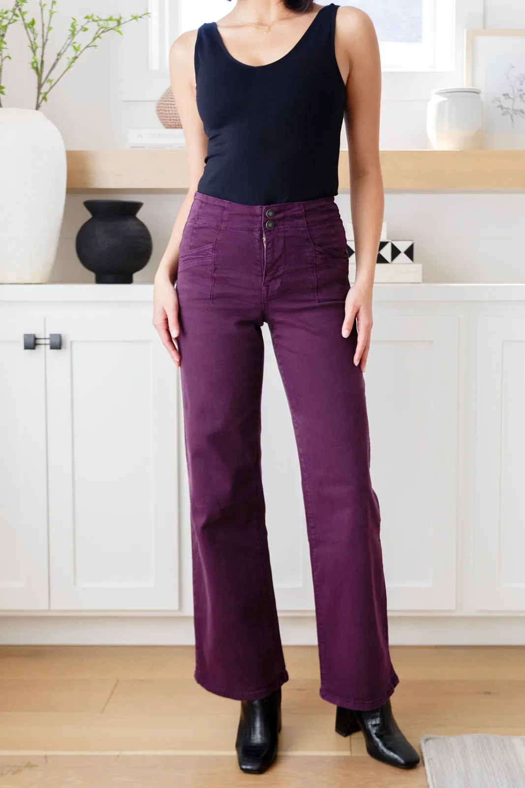 Plum High Rise Wide Leg Jeans