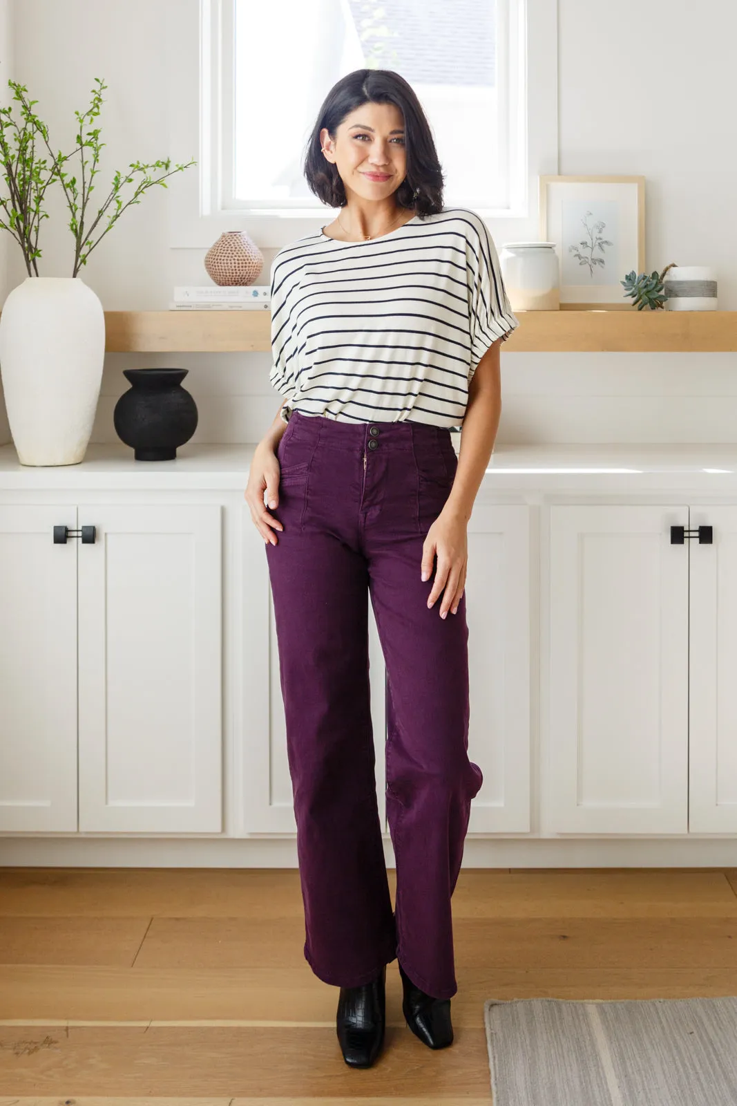 Plum High Rise Wide Leg Jeans