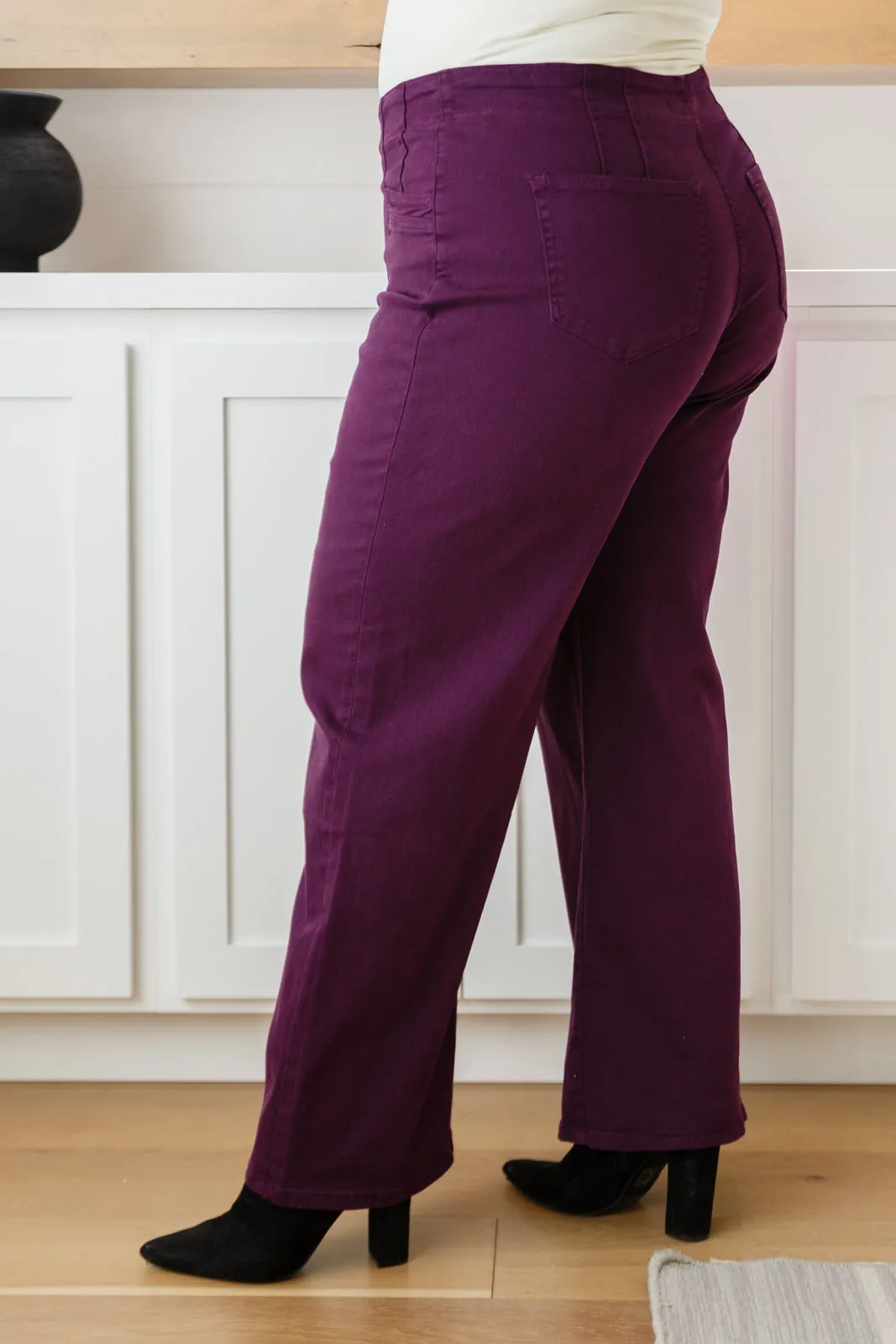 Plum High Rise Wide Leg Jeans