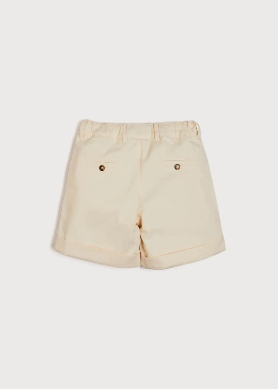 Pocket Detail Shorts With Turn-Ups in Beige (4-10yrs)