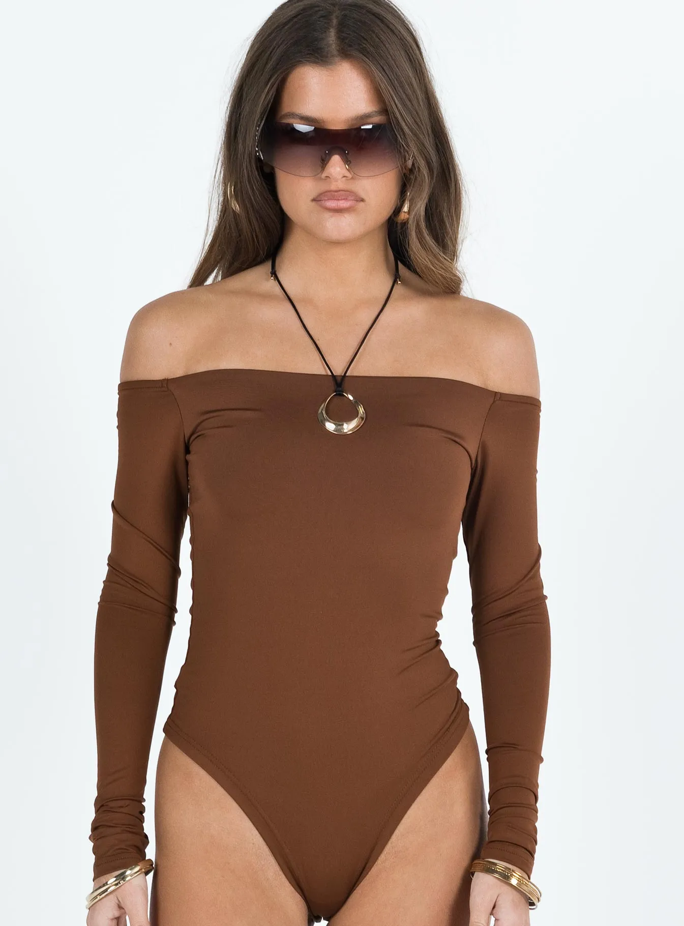 Randee Long Sleeve Bodysuit Brown