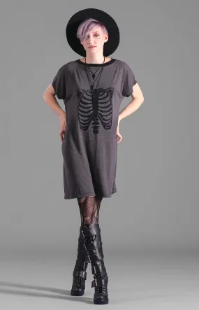 Rib cage print tunic tshirt dress | glitter special edition