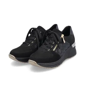 Rieker N6314-00 Black Wedge Sneaker