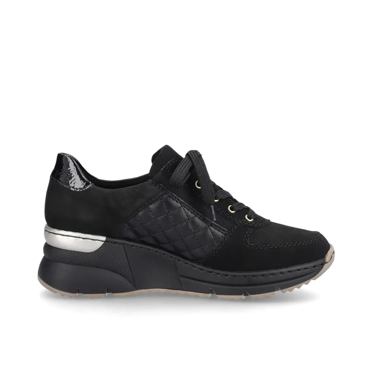 Rieker N6314-00 Black Wedge Sneaker