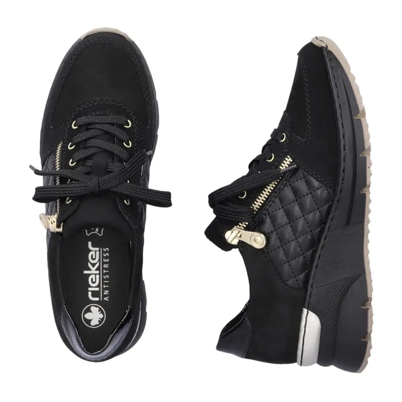 Rieker N6314-00 Black Wedge Sneaker