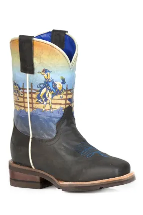 Roper Boys Rodeo Rider Brown Leather Cowboy Boots