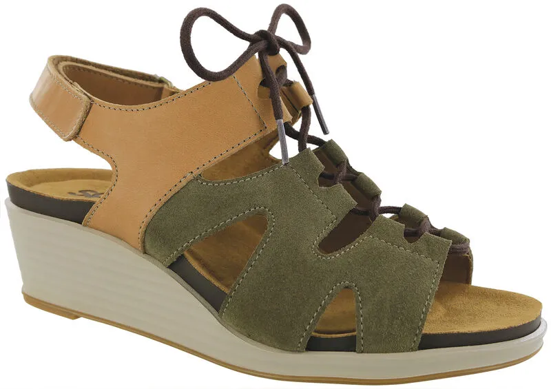 SAS Womens Sedona Lace Up Wedge Sandal- Sagebrush