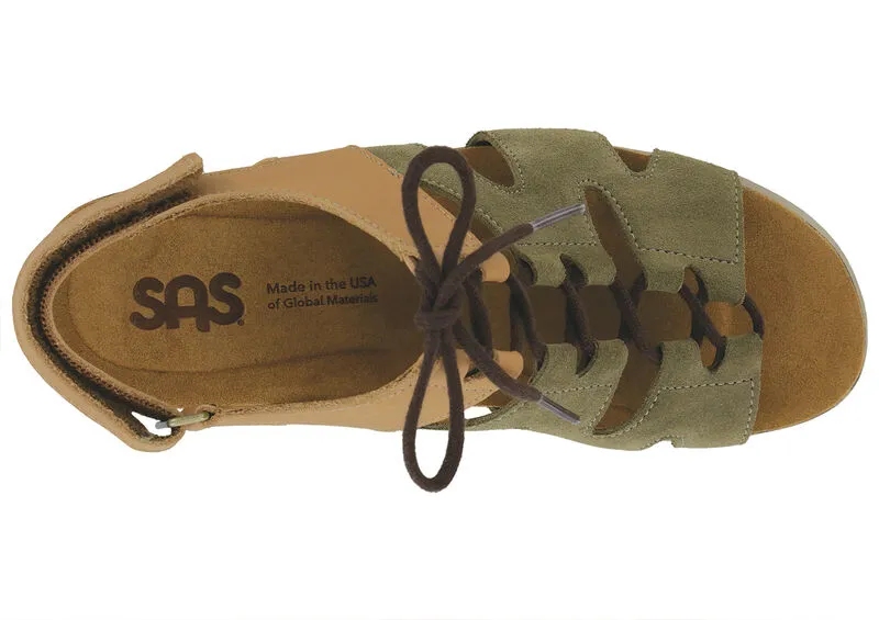 SAS Womens Sedona Lace Up Wedge Sandal- Sagebrush