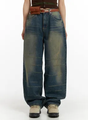 Scratch Textured Baggy Jeans CM405