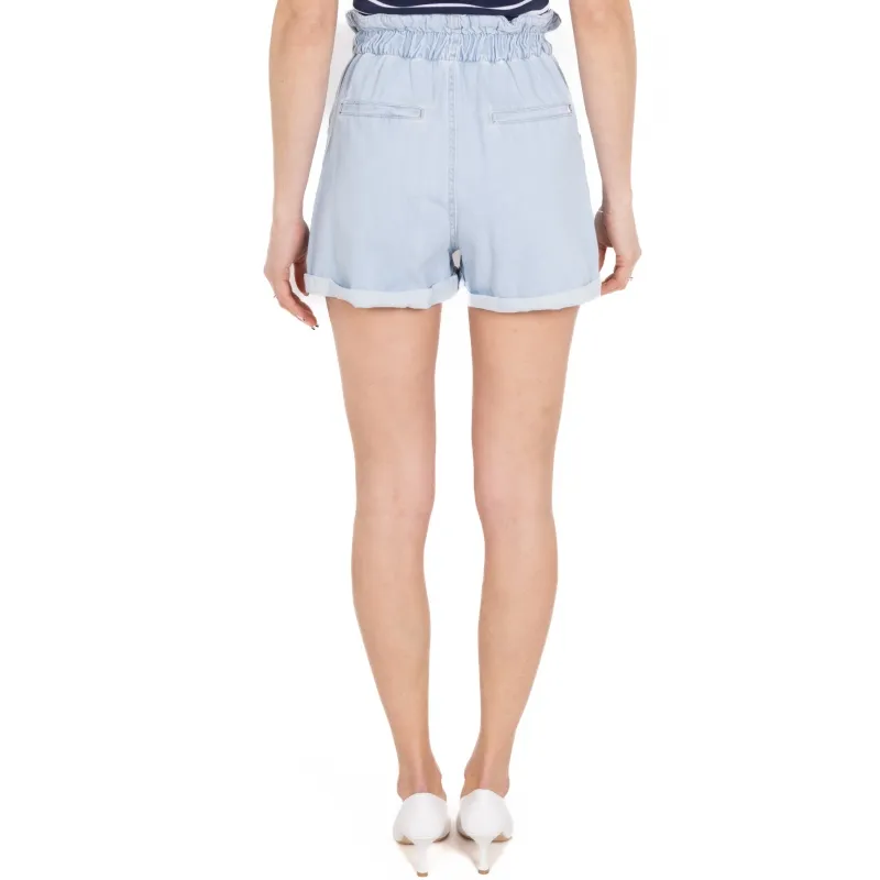 SHORT IN JEANS CON ELASTICO, AZZURRO