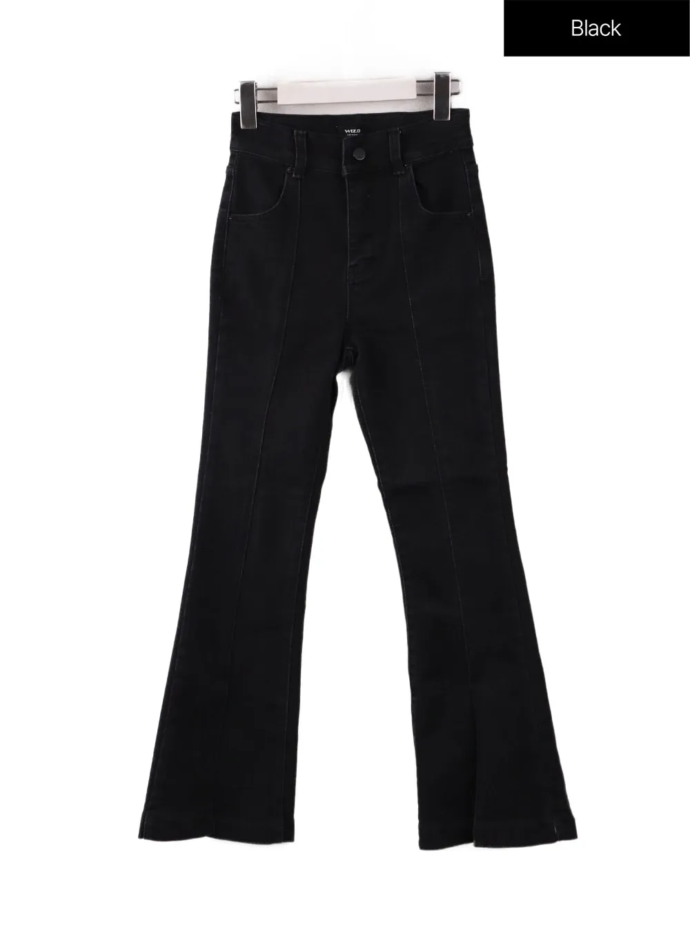 Solid Slit Flare Jeans IF408