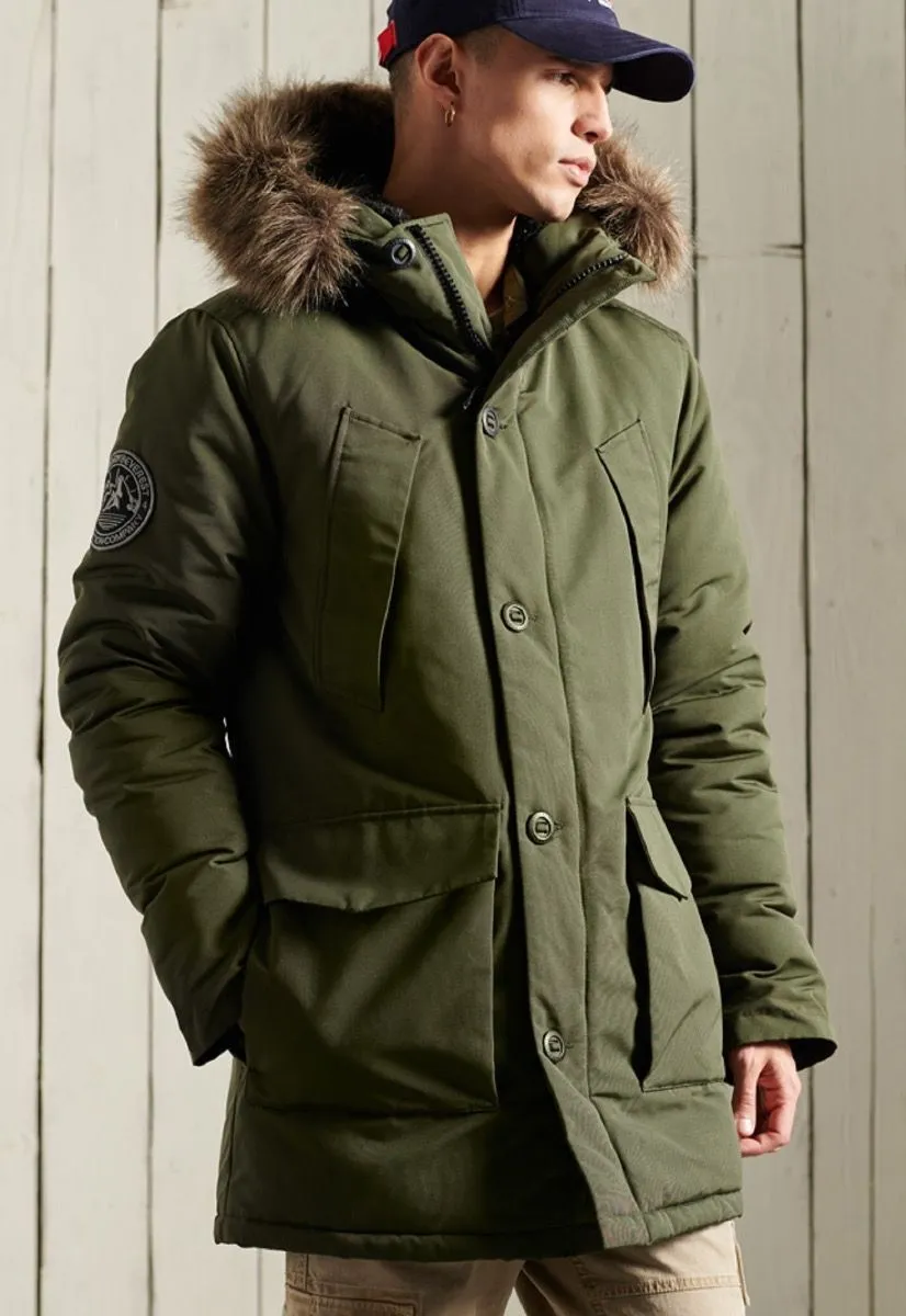 Superdry Hooded Everest Puffer Jacket Army Khaki Green