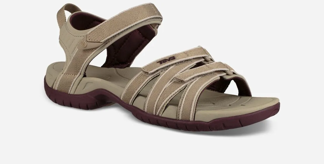 Teva Womens Tirra Strappy Supportive Sport Sandal- Valley Plaza Taupe/Vineyard Wine