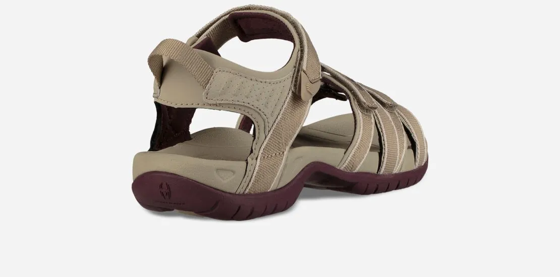 Teva Womens Tirra Strappy Supportive Sport Sandal- Valley Plaza Taupe/Vineyard Wine