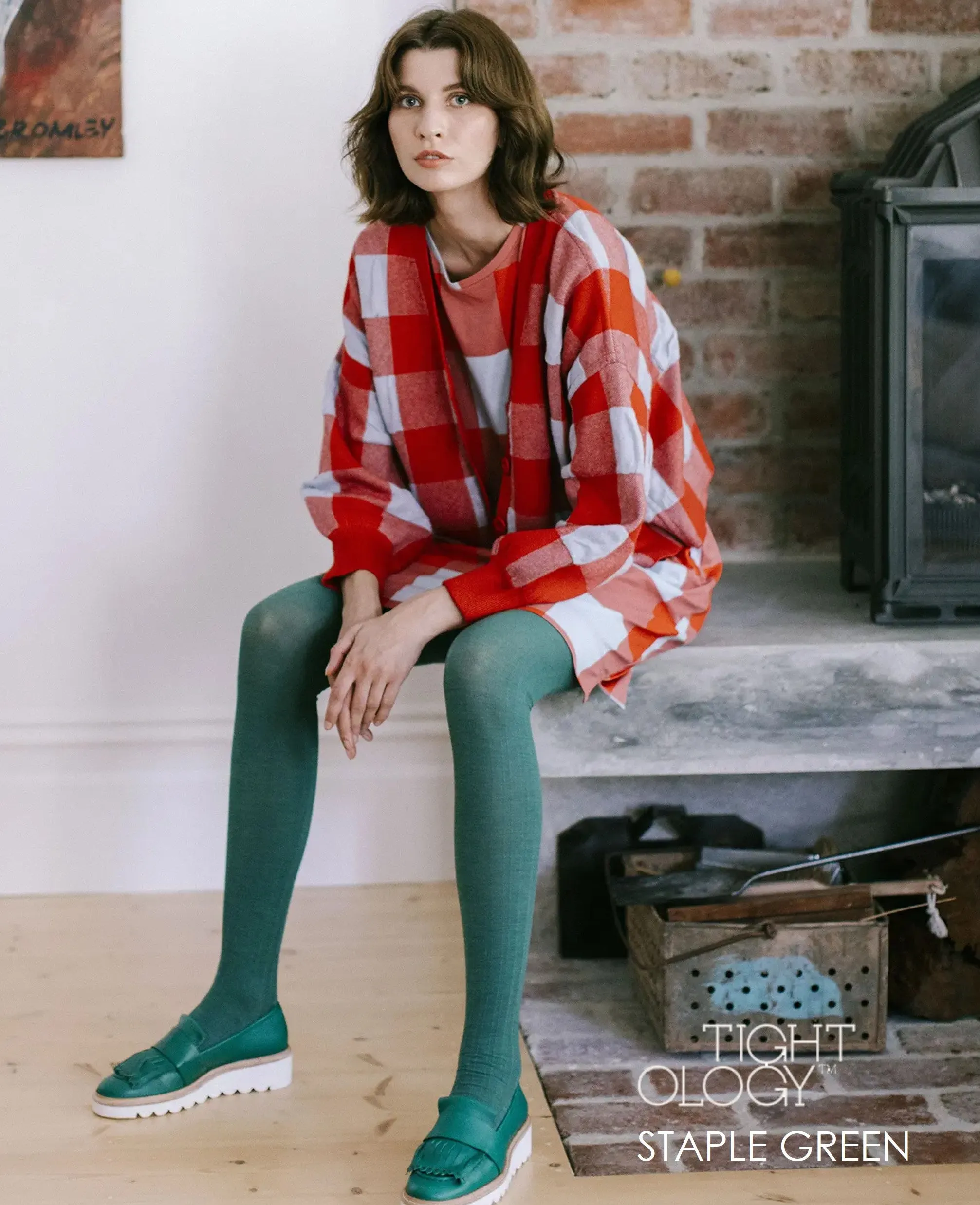 Tightology Staple Green Wool Tights