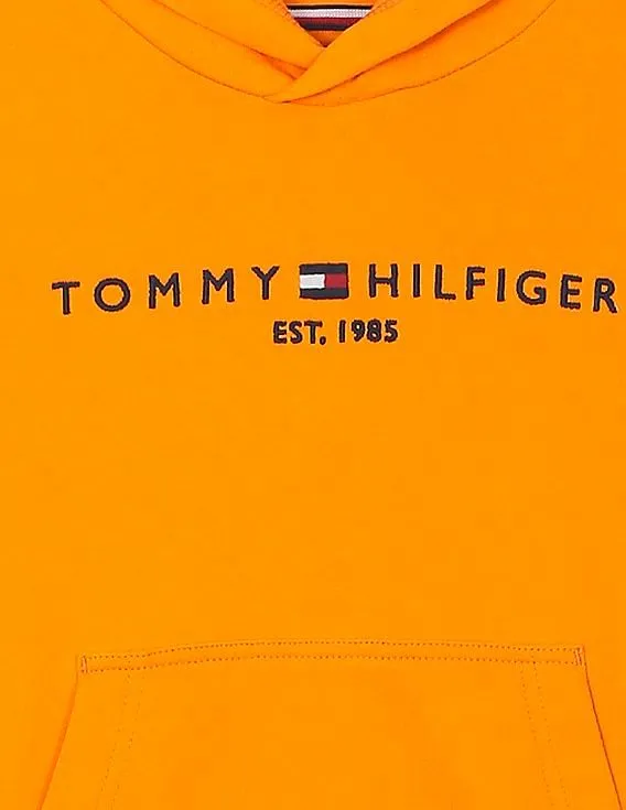 Tommy Hilfiger Kids Boys Orange Hood Brand Embroidered Essential Sweatshirt