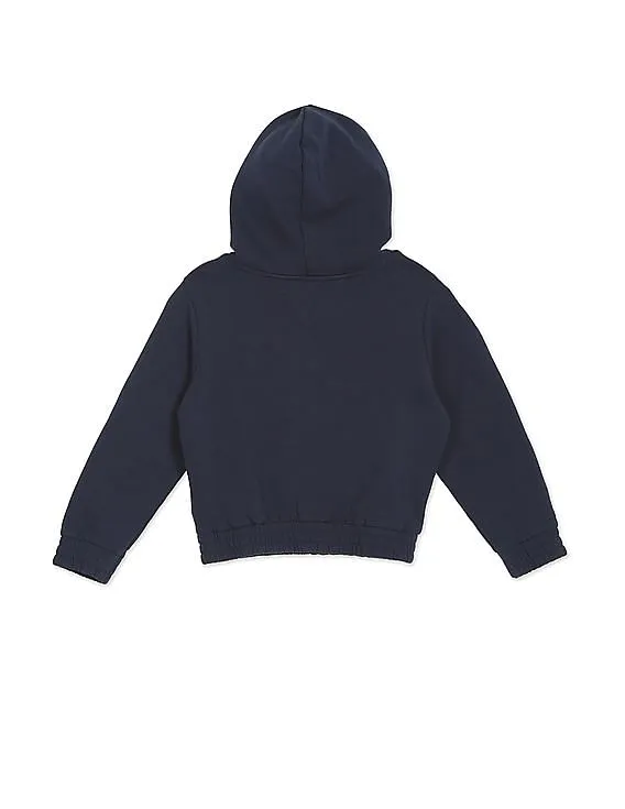 Tommy Hilfiger Kids Girls Navy Attached Hood Solid Sweatshirt