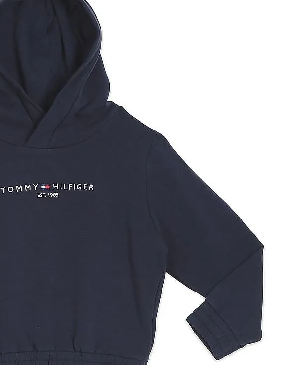 Tommy Hilfiger Kids Girls Navy Attached Hood Solid Sweatshirt