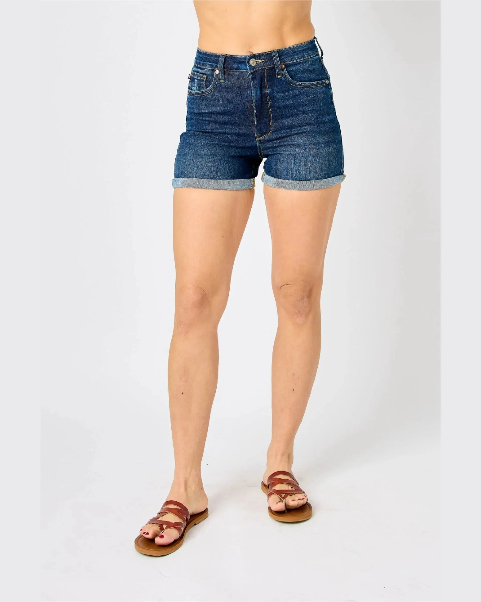 Tummy Control Denim Shorts