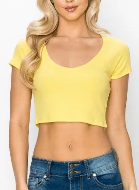 V-Neck Ribbed Cropped Tee