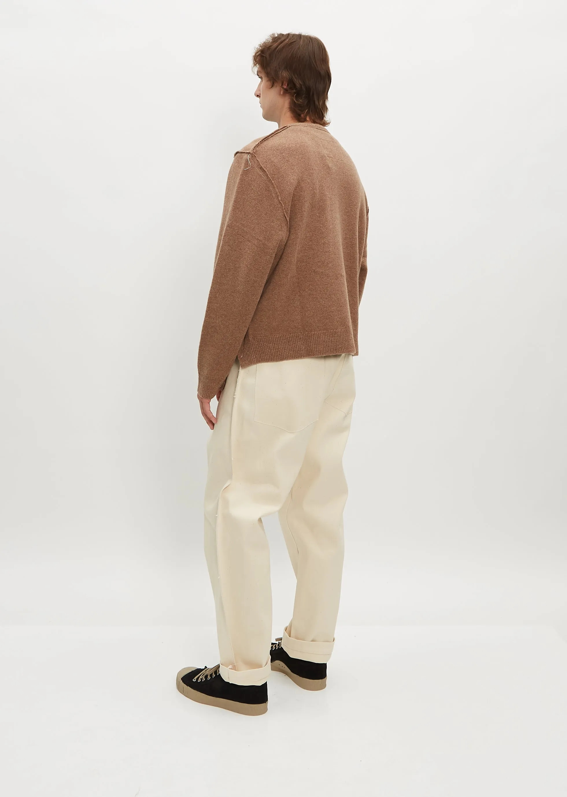 V Neck Sweater — Beige