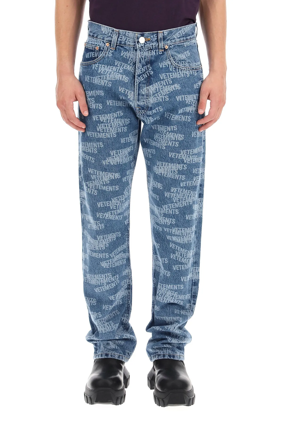 Vetements Allover Logo Printed Jeans