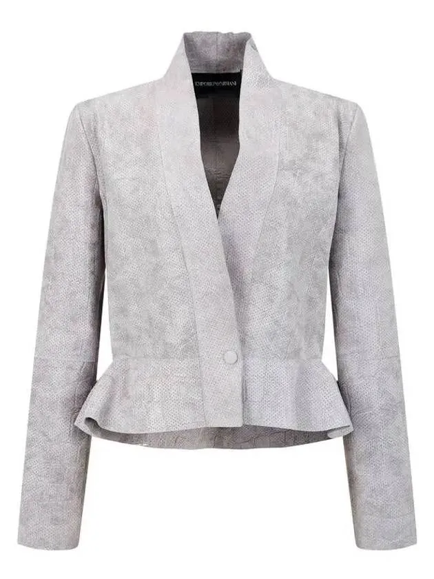 Women s Embossed Leather Peplum Jacket Gray 271051