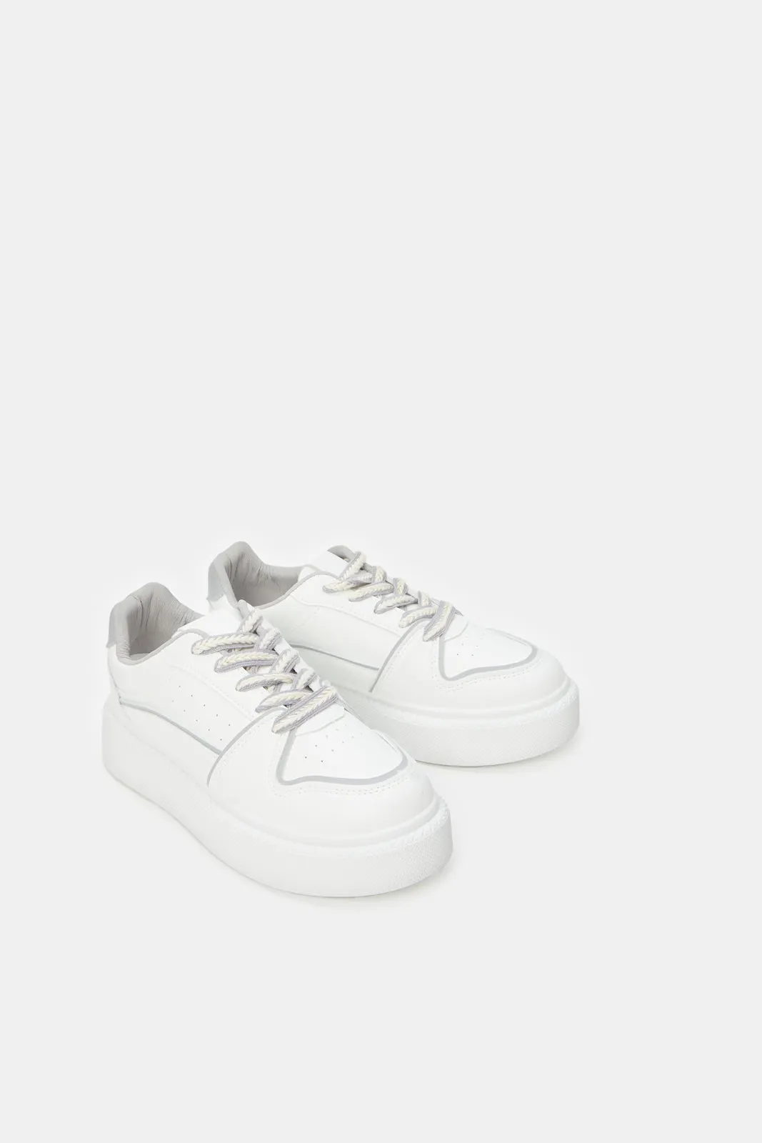 Women White And Grey Court Sneaker